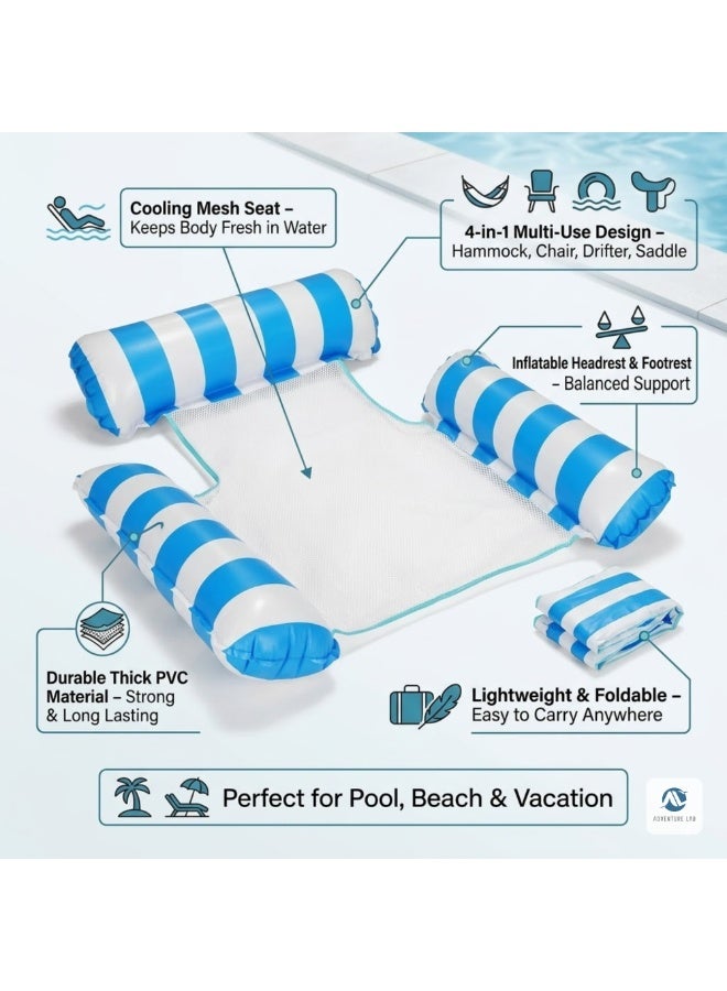 Adventure Lab Inflatable Pool Floats Hammock Adults for Size Water Hammock Lounger Multi Purpose Swimming Water Recliner Rafts (Blue) - Image 5