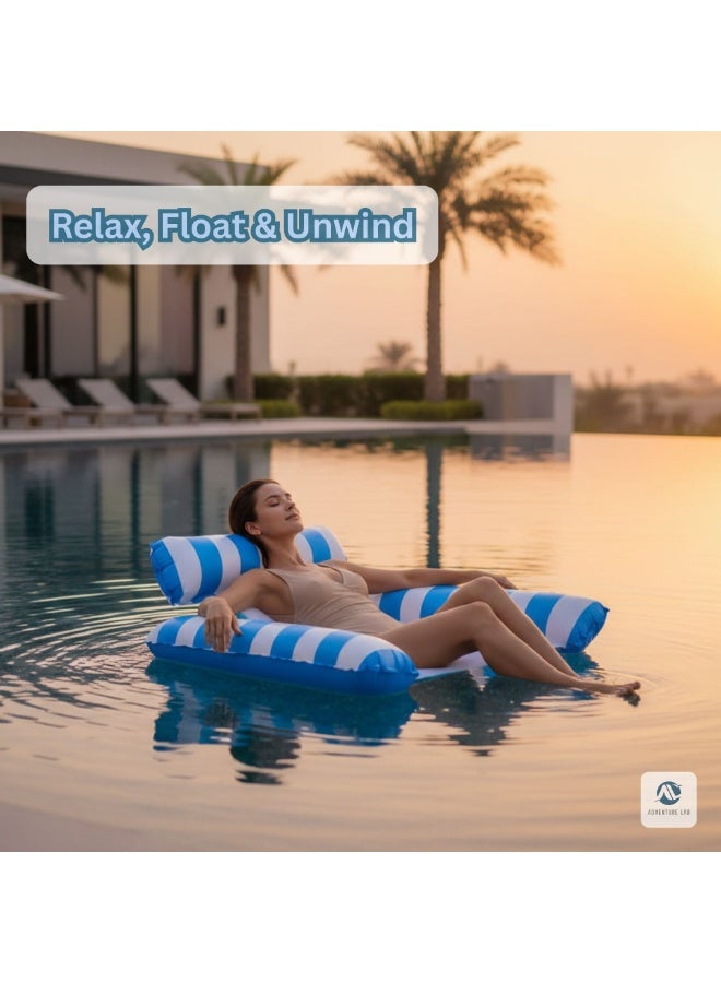 Adventure Lab Inflatable Pool Floats Hammock Adults for Size Water Hammock Lounger Multi Purpose Swimming Water Recliner Rafts (Blue) - Image 4