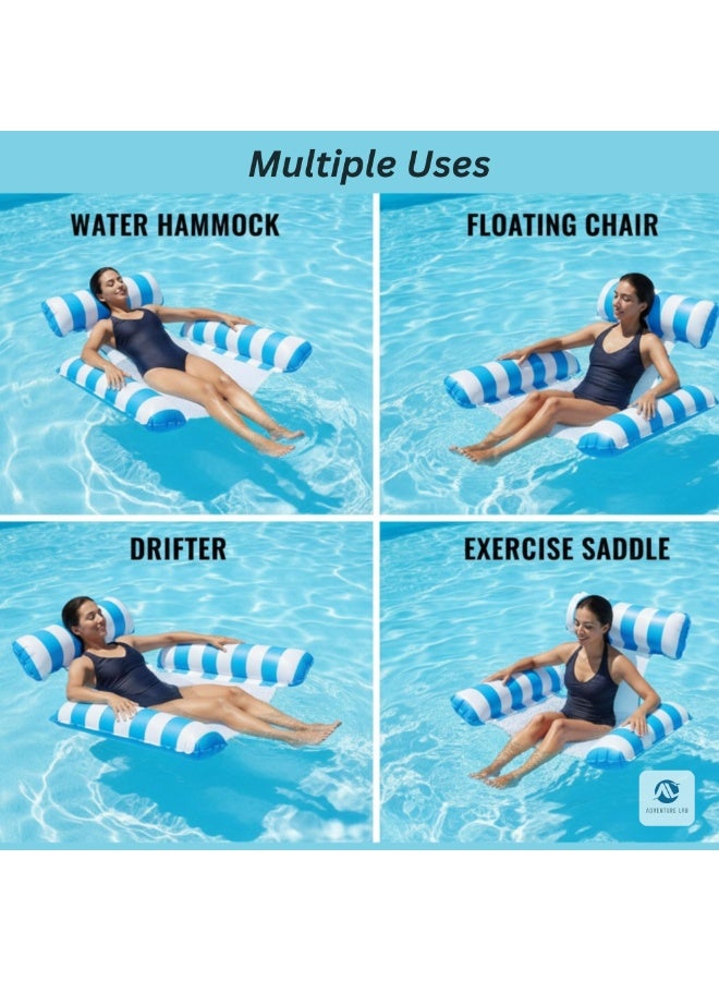 Adventure Lab Inflatable Pool Floats Hammock Adults for Size Water Hammock Lounger Multi Purpose Swimming Water Recliner Rafts (Blue) - Image 3
