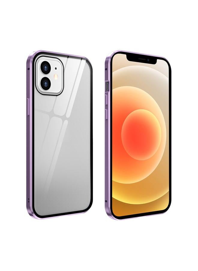 Zaboon Case For iPhone 12 mini Double Sides Tempered Glass Magnetic Adsorption Metal Frame Anti-peep Screen Case - Image 1