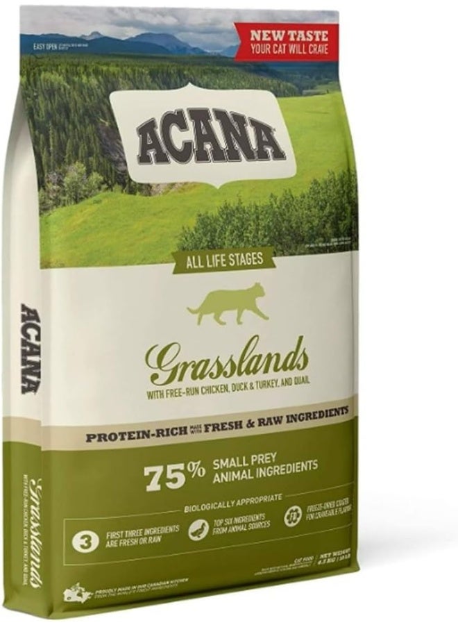 acana طعام قطط جاف أكانا غراسلاندز دجاج وديك رومي لجميع مراحل الحياة 4.5 كجم - Image 3
