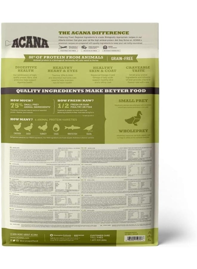 acana طعام قطط جاف أكانا غراسلاندز دجاج وديك رومي لجميع مراحل الحياة 4.5 كجم - Image 2