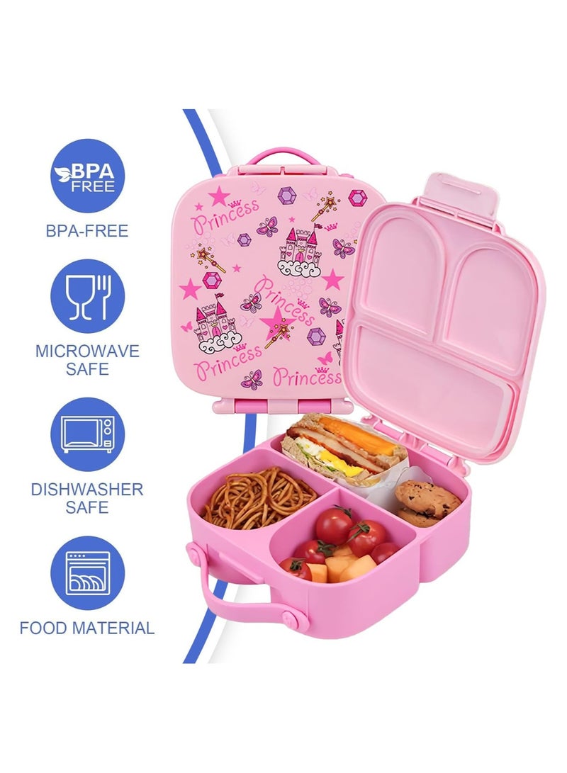 Beauenty Lunch Box for Kid School,Children's Lunch Box with Compartments, Bento Box Children, Leak-proof Lunch Box for Girls and Boys, Snack Box, Perfect for School, Nursery & Trips,21.1 x 7.5 x 21.8 centimeters,pink - Image 4