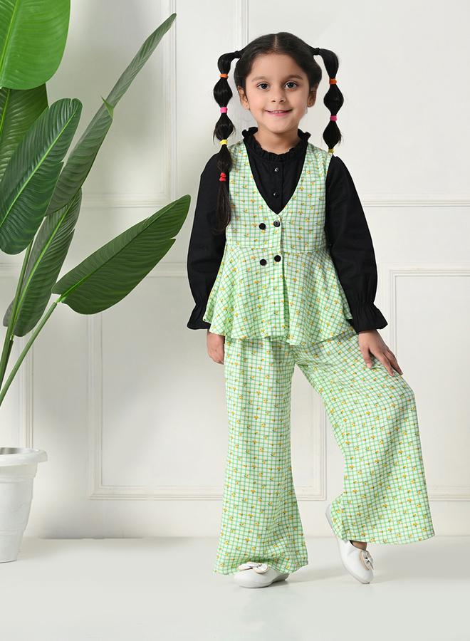 Bella Moda Striped Buttoned Long Sleeve Top and Pants Set - Image 1