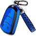 Lucrum Compatible with Cadillac Escalade Key Fob Cover Leather Keychain Keyfob Case for ATS CTS DTS SRX STS XTS CT6 XT4 XT5 XT6 20152023 Blue and Black - Image 2