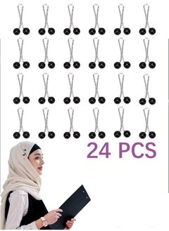 GMORO 24 Pcs Hijab Simulated Pearl Brooch Pins for Women,Headscarf Hijab U Clips,Faux Pearl Scarf Clips Pin-Less Scarf Clips,Scarf Brooch Pin Headscarf Shawl Lady Scarf Hijab Clips-Black  - Image 1
