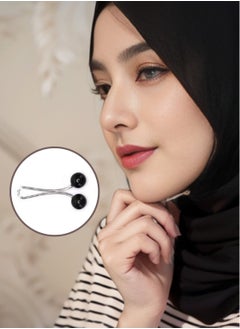 GMORO 24 Pcs Hijab Simulated Pearl Brooch Pins for Women,Headscarf Hijab U Clips,Faux Pearl Scarf Clips Pin-Less Scarf Clips,Scarf Brooch Pin Headscarf Shawl Lady Scarf Hijab Clips-Black  - Image 4