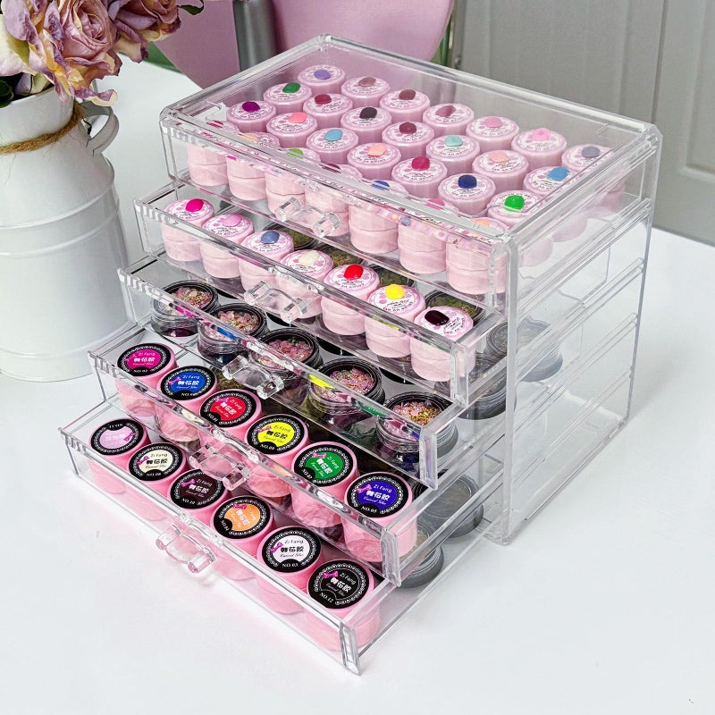Guolich 5 Tier Nail Organizers and Storage Transparent Acrylic Nail Art Jewelry Accessories Storage Box Rack Shelf Display Stand Holder for Cosmetic Jewelry Nail Table - Image 1