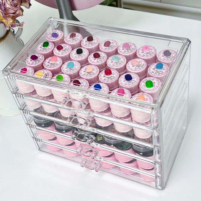 Guolich 5 Tier Nail Organizers and Storage Transparent Acrylic Nail Art Jewelry Accessories Storage Box Rack Shelf Display Stand Holder for Cosmetic Jewelry Nail Table - Image 4