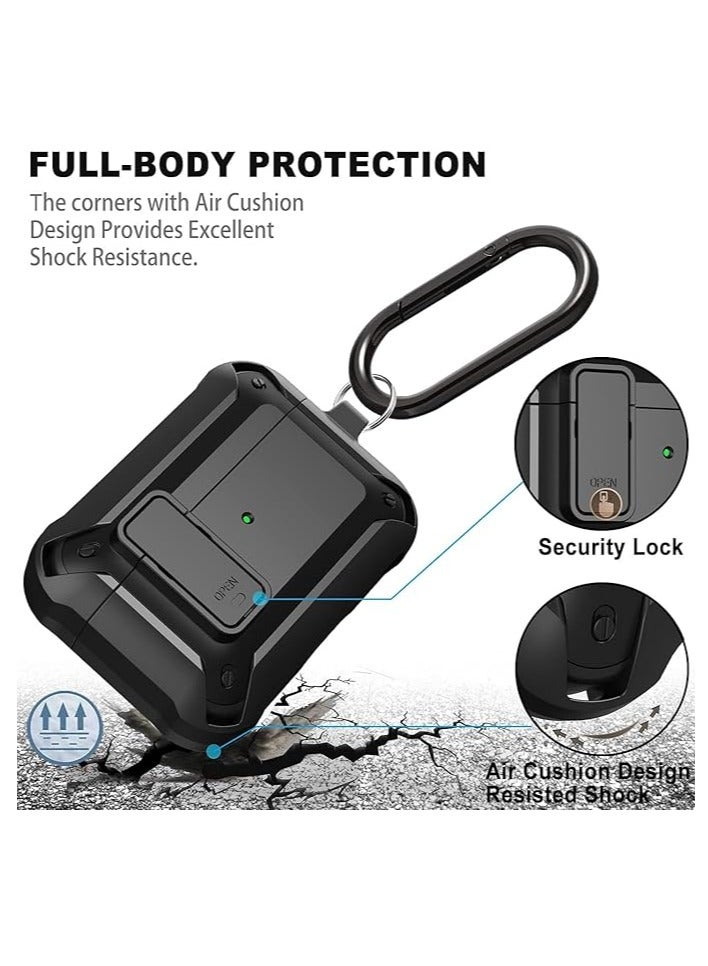 TIGER Upgraded [Secure Lock] Armor AirPods Pro Case – Shockproof & Durable Protective Cover for Apple AirPods Pro, Stylish Wireless Earbuds Case for Men & Women with Keychain Clip – Black - Image 4