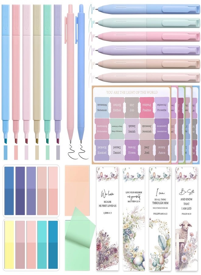 XKDOUS Bible Study Supplies Journaling Kit for Women, Bible Study Kit with 14 No Bleed Highlighters and Pens, 2 Transparent Sticky Notes, 2 Index Stickers, 75 Tabs for Christian Gifts - Image 1
