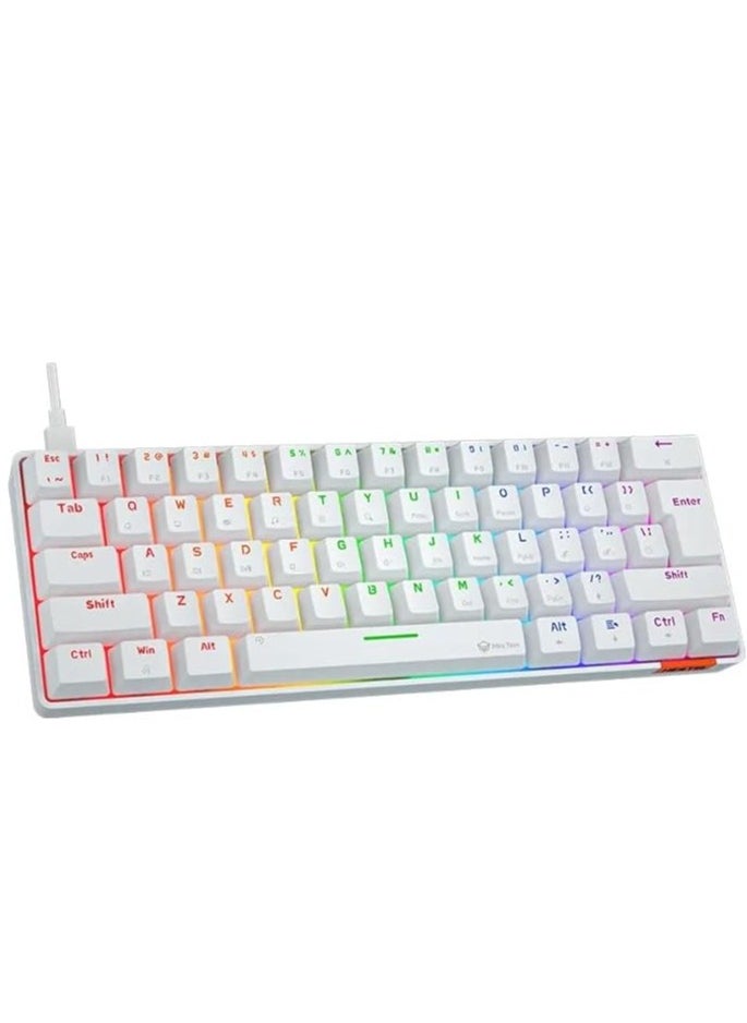 ميشين لوحة مفاتيح ألعاب Meetion MK005 60% مع 12 مفتاح اختصار للوسائط المتعددة مع عمود ثابت ميكانيكي حقيقي وإضاءة خلفية LED قابلة للتعديل مع سطوع لوحة مفاتيح ميكانيكية سلكية مضادة للظلال لنظامي التشغيل Windows وMac  - Image 2