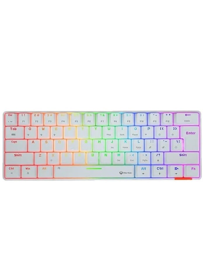 ميشين لوحة مفاتيح ألعاب Meetion MK005 60% مع 12 مفتاح اختصار للوسائط المتعددة مع عمود ثابت ميكانيكي حقيقي وإضاءة خلفية LED قابلة للتعديل مع سطوع لوحة مفاتيح ميكانيكية سلكية مضادة للظلال لنظامي التشغيل Windows وMac  - Image 1