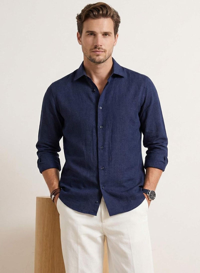 trendyol Navy Blue Regular Men's Shirt Tmnss26Go00007 - Image 1