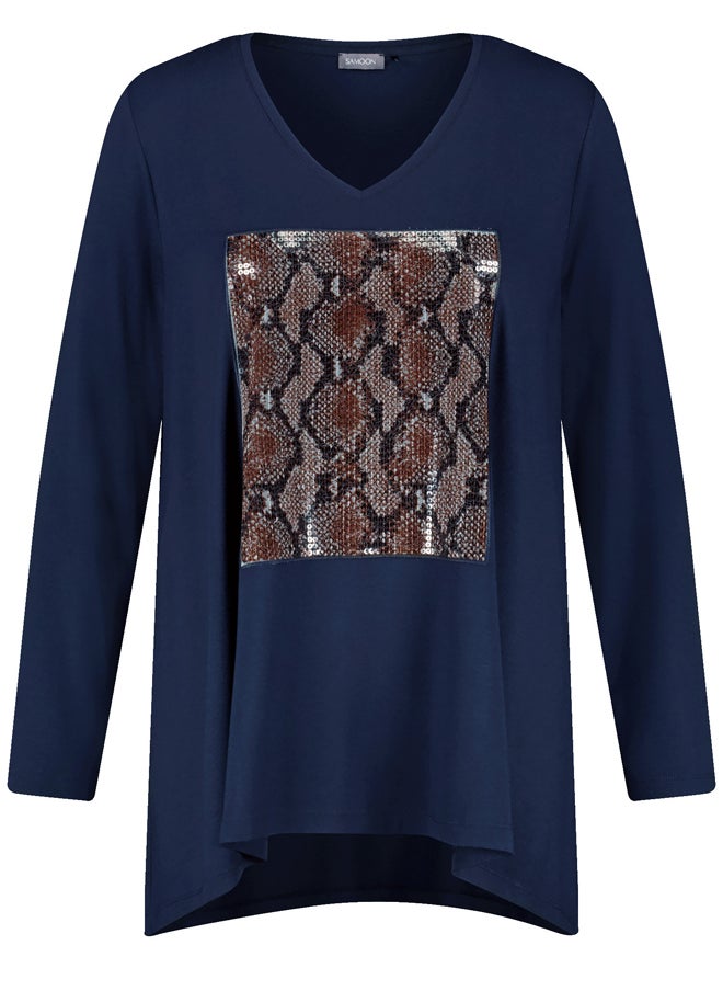 Samoon Sequin Appliqué Flared T-Shirt  - Image 3