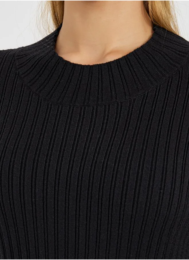 Styli Ribbed Knit Sweater Mini Dress