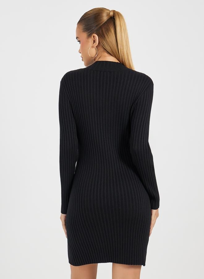 Styli Ribbed Long Sleeve Dress - Image 4