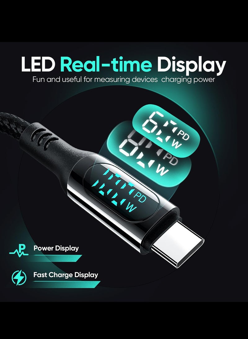 Beauenty USB C Cable , DC01 LED Display 100W/5A Fast Charging USB C to USB C Cable, Braided Type C Charger Cable for iPhone 16/16 Pro/16 Pro Max, iPad, MacBook Air/Pro, Switch. - Image 1