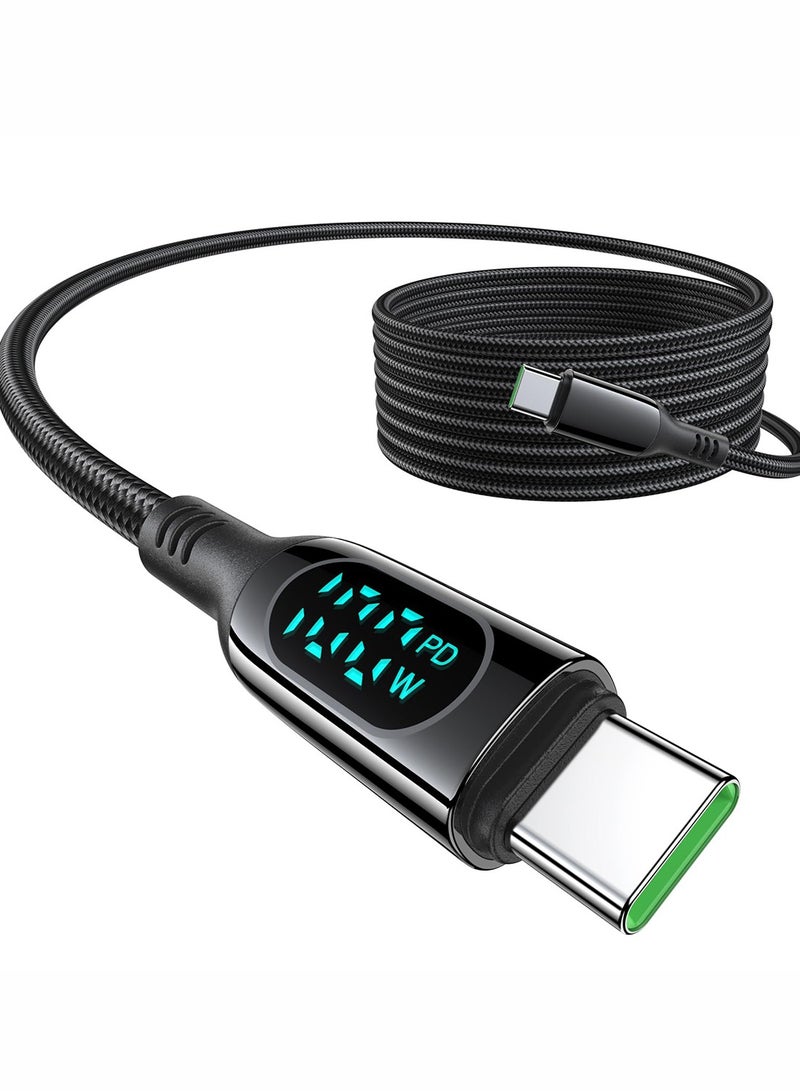 Beauenty USB C Cable , DC01 LED Display 100W/5A Fast Charging USB C to USB C Cable, Braided Type C Charger Cable for iPhone 16/16 Pro/16 Pro Max, iPad, MacBook Air/Pro, Switch. - Image 2