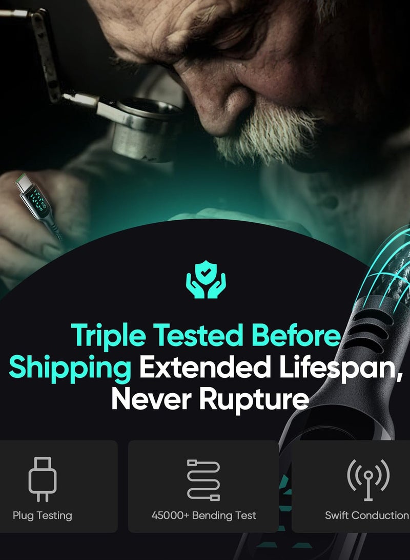 Beauenty USB C Cable , DC01 LED Display 100W/5A Fast Charging USB C to USB C Cable, Braided Type C Charger Cable for iPhone 16/16 Pro/16 Pro Max, iPad, MacBook Air/Pro, Switch. - Image 4