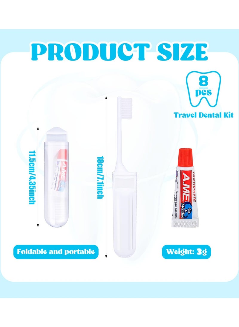 Generic Mini Travel Toothbrush and Toothpaste Set of 8, Portable Foldable Toothbrush, Soft Camping Toothbrush Mini Toothbrush with Toothpaste for Travel Business Trip Camping Outdoor Activities  - Image 2