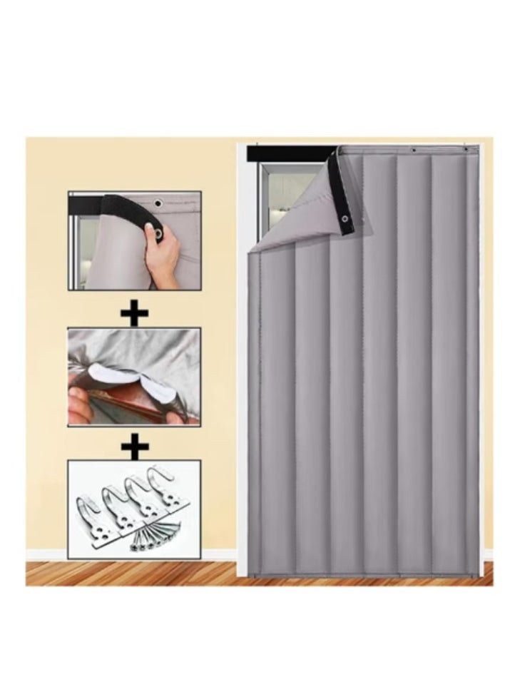 Y&D Heavy Duty Thermal Insulated Door Curtain - Winter Doorway Cover Soundproof Barrier Tapestry Blanket Windproof & Waterproof for Cold Protection in Living Room (W31.49*H82.68 in/80*210cm)  - Image 2