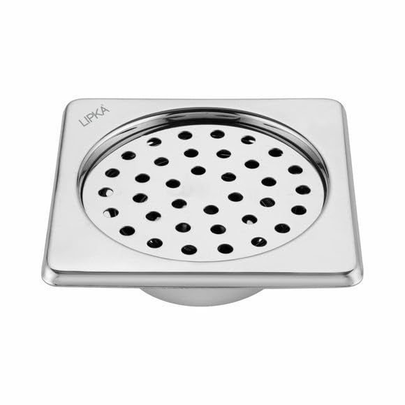 LIPKA 6 x 6 Inchec Square Super Sleek Floor Drain | 304-Grade Stainless Steel | Bathroom Floor Drain with Cockroach Trap/Jali for Bathroom Drainer - Image 1