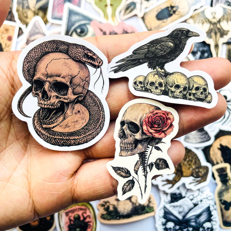PIGBIT 50-Piece Gothic Dark Academia Sticker Pack â€“ Vintage Spooky Medieval, Occult, Supernatural, Witchcraft Goth Decals for Laptop, Journal, Water Bottle, Scrapbook - Image 2