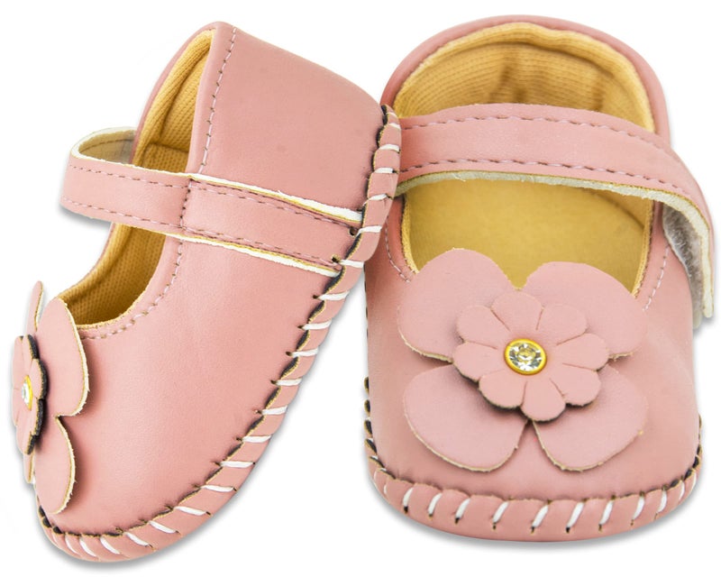 Neska Moda 6 To 12 Months Baby Girls Synthetic Leather/Rexine Floral Baby Sandal Booties (Peach)-BT1217 - Image 2