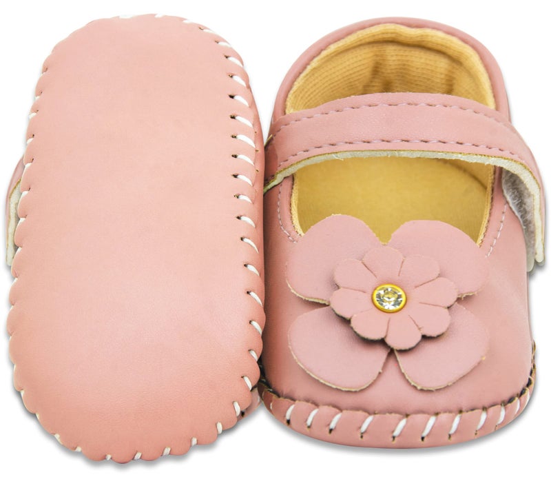 Neska Moda 6 To 12 Months Baby Girls Synthetic Leather/Rexine Floral Baby Sandal Booties (Peach)-BT1217 - Image 3