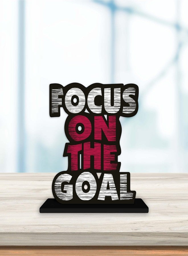 Artvibes Wooden Idols and Figurine Focus On The Goal Quote Table Decor for Office Desk Showpiece | Home Decoration | Living Room | Modern Gifting Item (Sp_1140), Inspirational - Image 1