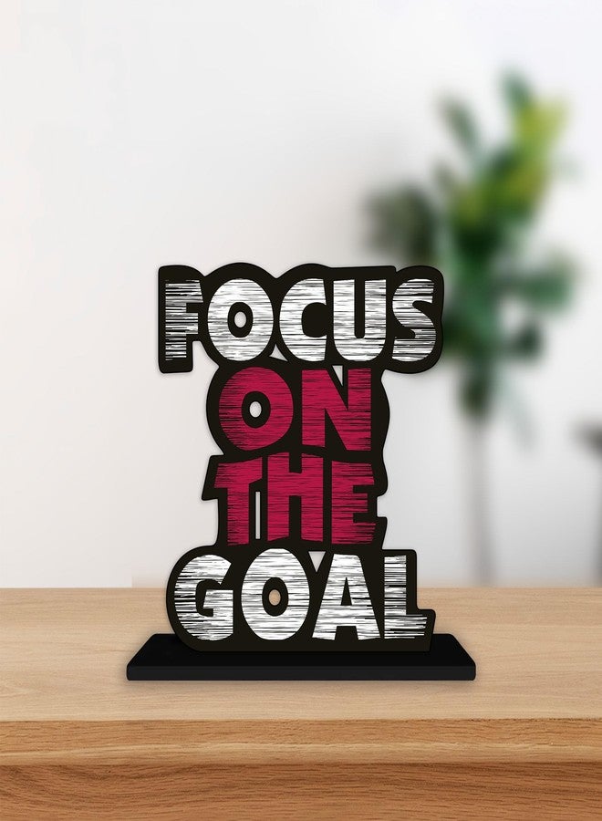 Artvibes Wooden Idols and Figurine Focus On The Goal Quote Table Decor for Office Desk Showpiece | Home Decoration | Living Room | Modern Gifting Item (Sp_1140), Inspirational - Image 3