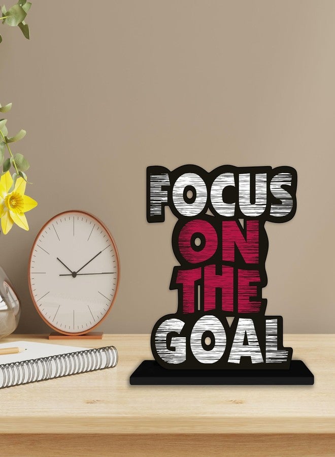 Artvibes Wooden Idols and Figurine Focus On The Goal Quote Table Decor for Office Desk Showpiece | Home Decoration | Living Room | Modern Gifting Item (Sp_1140), Inspirational - Image 4