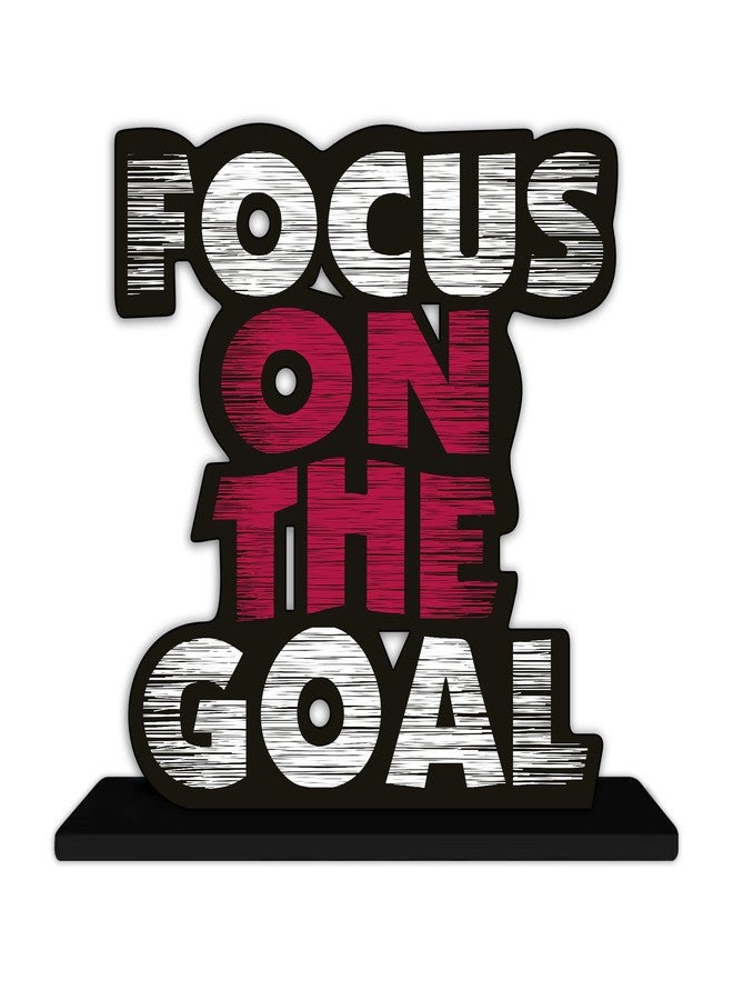 Artvibes Wooden Idols and Figurine Focus On The Goal Quote Table Decor for Office Desk Showpiece | Home Decoration | Living Room | Modern Gifting Item (Sp_1140), Inspirational - Image 2