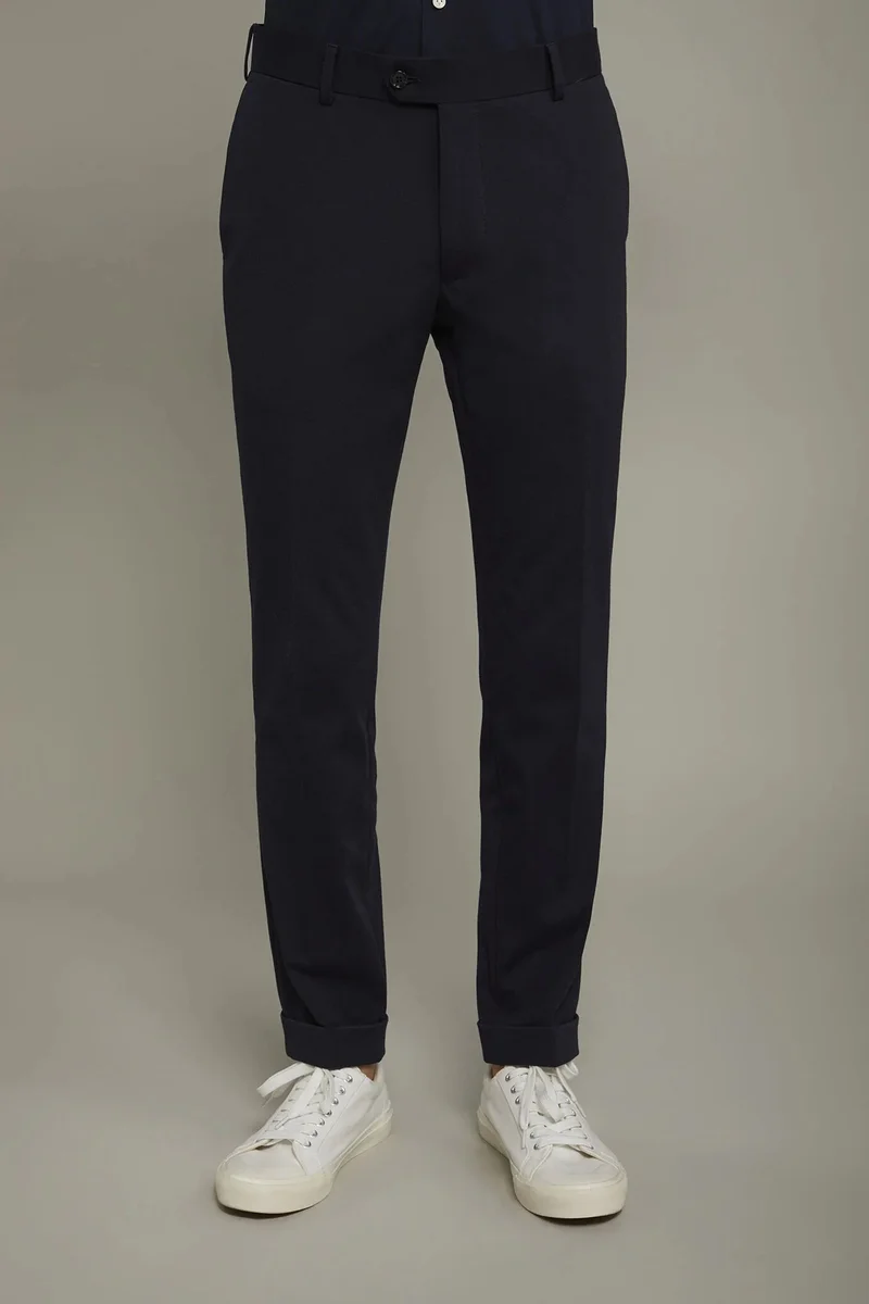 Doppelganger Blue Men's trousers in jersey without pleats with classic fold regular fit - DK Blue for Men | Best Price UAE