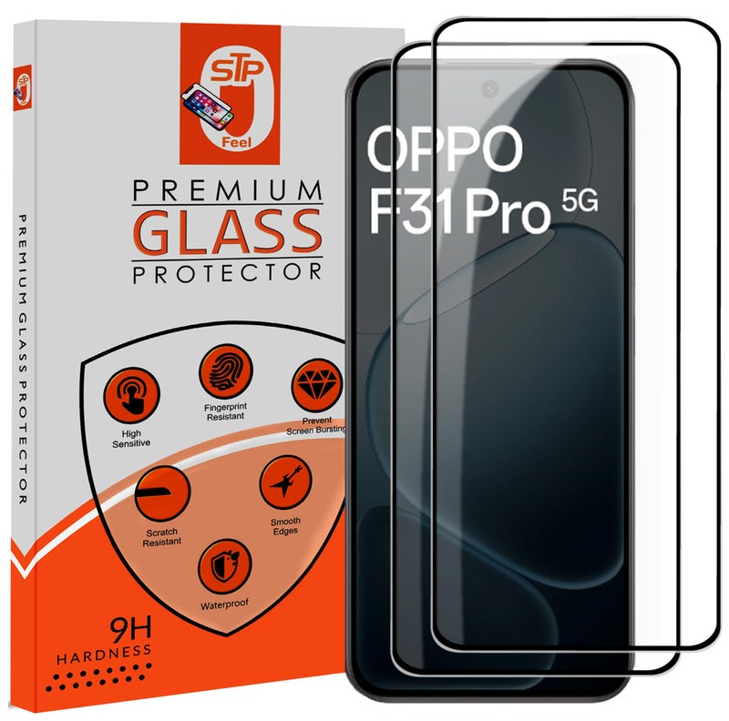 STP FEEL® Premium Tempered Glass Screen Protector Guard Compatible For Oppo F31 Pro 5G (6.57 Inch, Pack of 2) | Edge to Edge Coverage With Easy to installation kit for Smartphone - Image 1