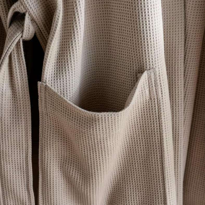 Pan Home Caspian Waffle Texture Bathrobe - Grey - Image 3