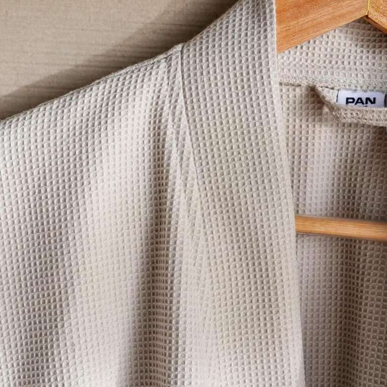 Pan Home Caspian Waffle Texture Bathrobe - Grey - Image 4