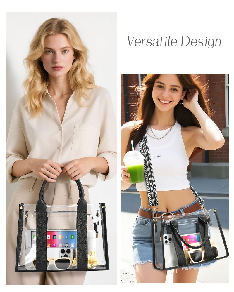 BS-VOG Clear Tote Bags for Women, Clear Bag for Stadium Events with Adjustable Straps, Handbag Purse for Sports Concert Work - Image 2