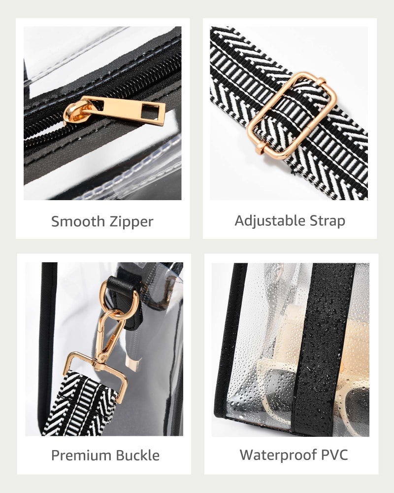 BS-VOG Clear Tote Bags for Women, Clear Bag for Stadium Events with Adjustable Straps, Handbag Purse for Sports Concert Work - Image 4