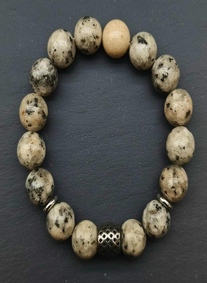 THE MEN THING Natural Stone Bracelets – Adjustable Beaded Wristwear for Men & Boys (Multi-Design Collection) (KIWI JASPER - 12mm) - Image 4