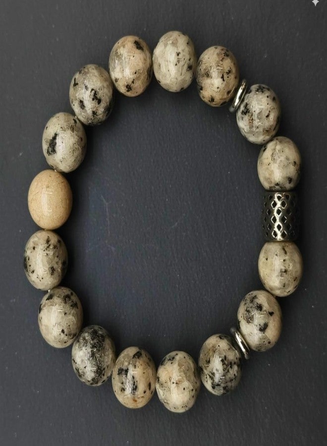 THE MEN THING Natural Stone Bracelets – Adjustable Beaded Wristwear for Men & Boys (Multi-Design Collection) (KIWI JASPER - 12mm) - Image 5