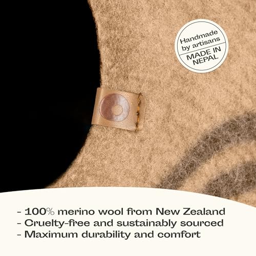 MEOWFIA Cat Cave – Premium Felt Cat Bed for Indoor Cats, Handmade 100% Merino Wool (Beige, Medium) - Image 3