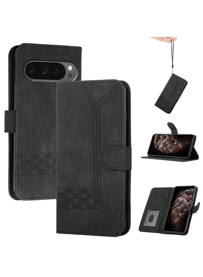 S-TOP Case For Google Pixel 10 / Pixel 10 Pro Cubic Skin Feel Flip Leather Phone Case - Image 1