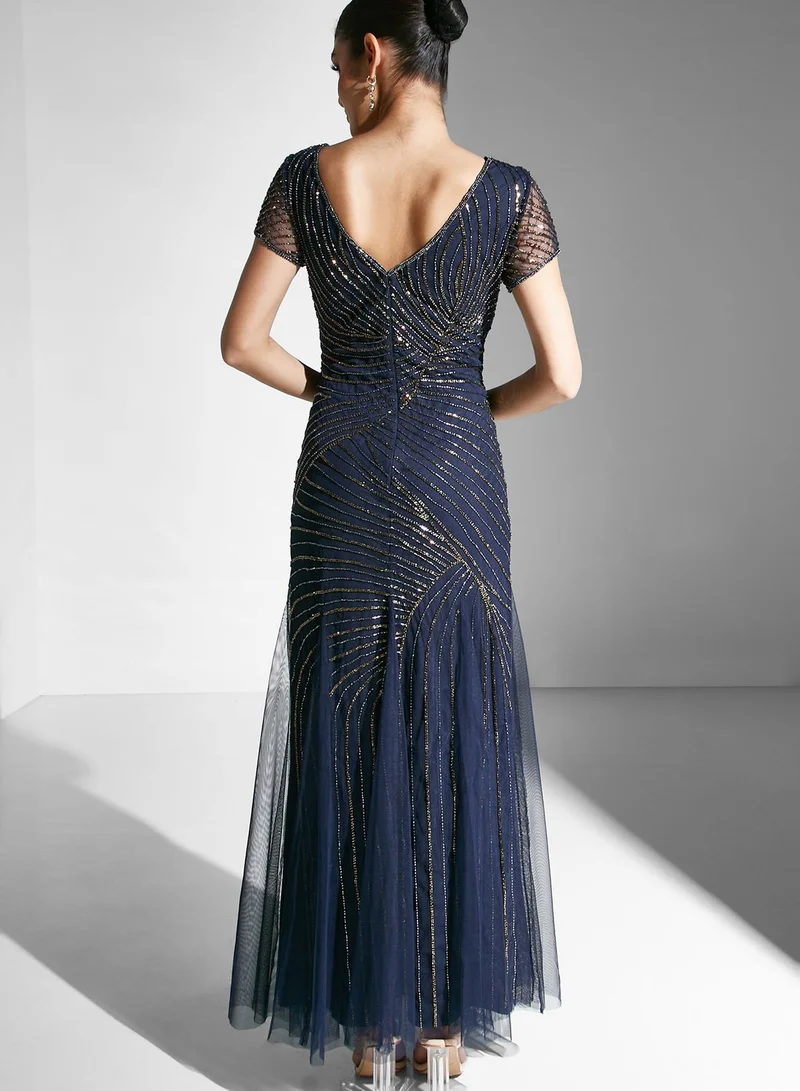 Namshi x Embellished Flared Dress