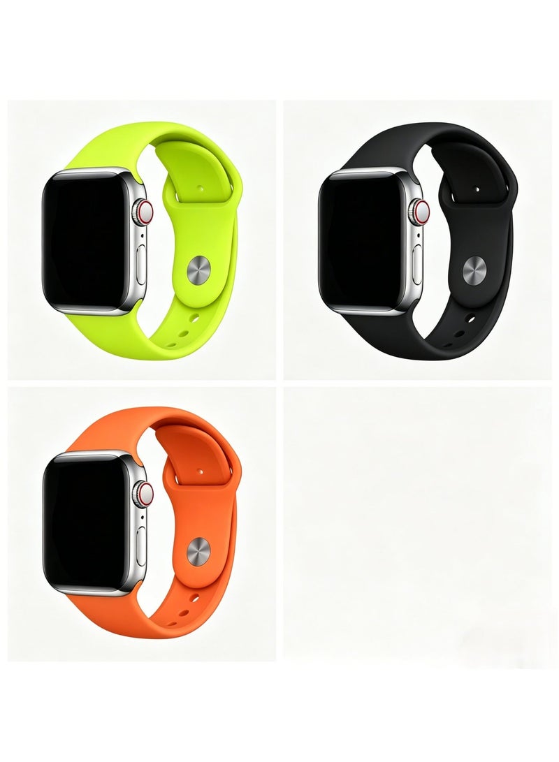 3 قطع حزام ساعة آبل 45 مم 44 مم 42 مم سيليكون بديل لسلسلة iWatch 9/8/7/SE/6/5/4/3/2/1 - Image 1