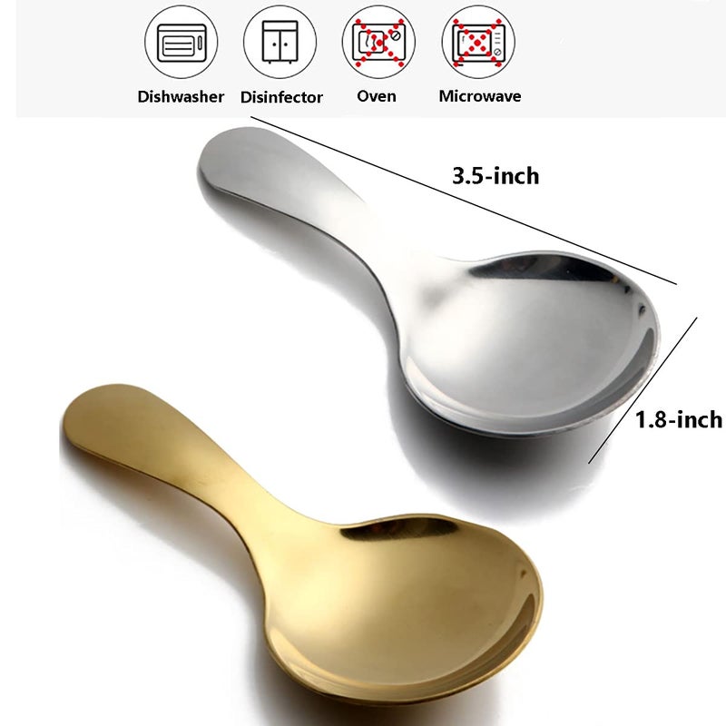 Dadamong Short Handle Spoons Set Of 6 Stainless Steel Mini Salt Spoons For Condiments Dessert Tea Coffee Cake Sugar Stirring Spoon Coffeeware Teaspoon - 3.5 Inches (Gold) - Image 3