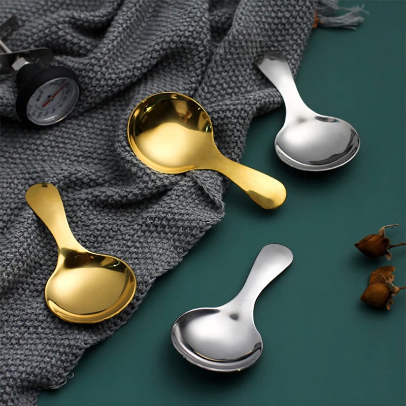 Dadamong Short Handle Spoons Set Of 6 Stainless Steel Mini Salt Spoons For Condiments Dessert Tea Coffee Cake Sugar Stirring Spoon Coffeeware Teaspoon - 3.5 Inches (Gold) - Image 5