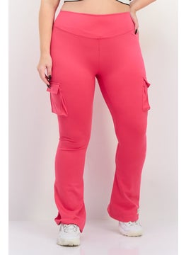 The Giving Movement Women Regular Fit Plain Cargo Pocket Flare Pants, Pink  - Image 1