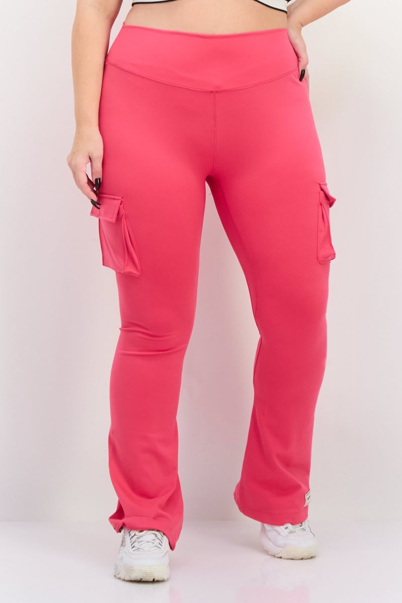 The Giving Movement Women Regular Fit Plain Cargo Pocket Flare Pants, Pink  - Image 1